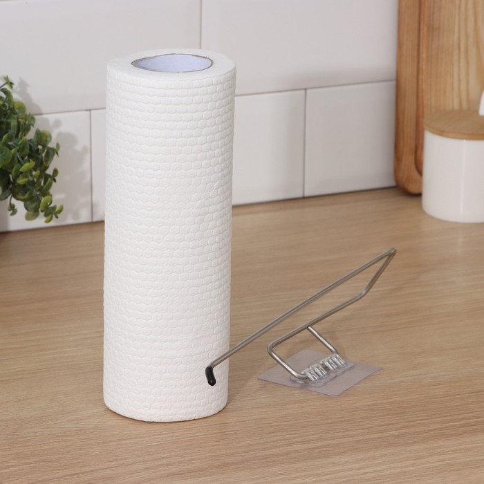 Салфетки в рулоне многоразовые безворсовые в наборе с держателем Доляна, 50 шт, 25&times;25 см, цвет белый