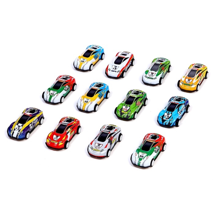 Набор машинок &laquo;Безумные гонки&raquo;, металлические, инерция, игровой коврик, в детском ящике на колёсах с крышкой, 50 шт.