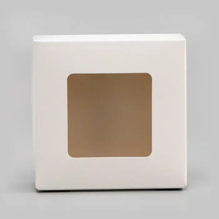 Коробка пищевая, с окном, белый, 11,5 х 11,5 х 4 см