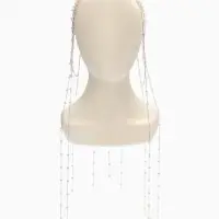 Украшение для волос &laquo;Паутина&raquo;, с бусинами, 55 см, белое в серебре