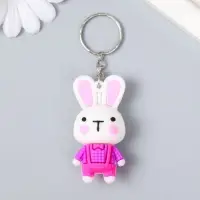 Брелок резина "Зайчик в комбинезоне" МИКС 3х1,7х6 см