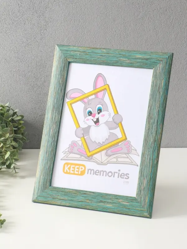 Фоторамка для фото 21х30 см (с ножкой) "Luxe Elegance" пластик, морской, (пластик экран)