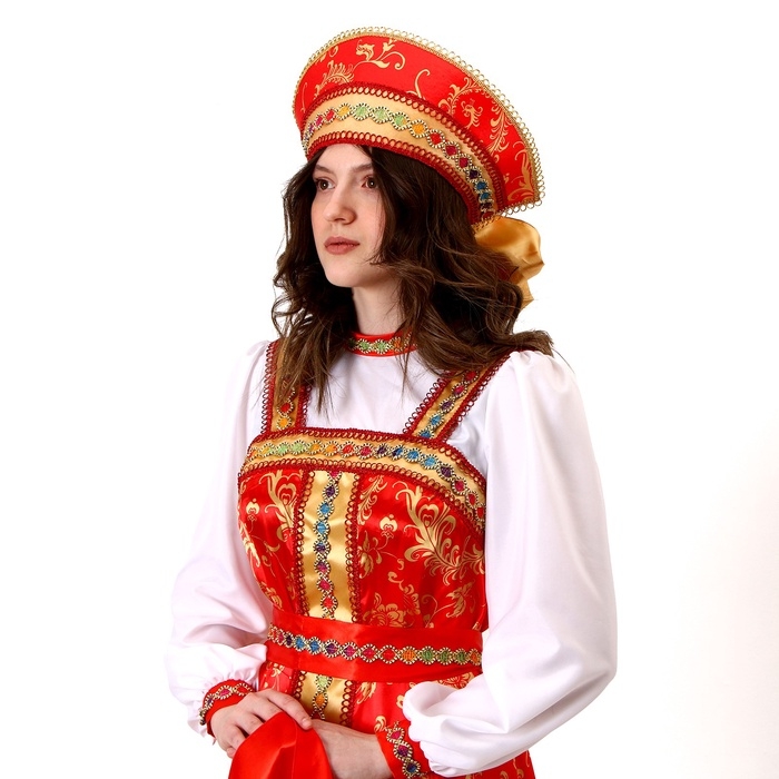 Карнавальный костюм &laquo;Самоцветы&raquo;: платье, кокошник, косынка в руку, р-р 42-44