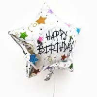 Воздушные шары фольгированные 18" звезда "С днем рождения, металлик" набор 5 штук