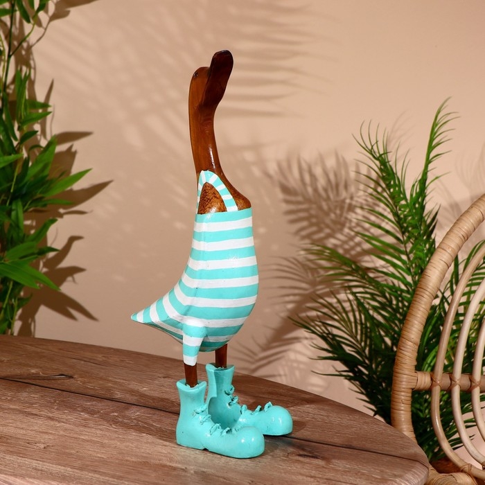 Сувенир "Утка в мятном комбинезоне" дерево 45 см