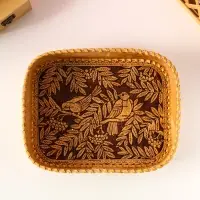 Сухарница "Птички" , 24,5х17,5х4,5см, береста