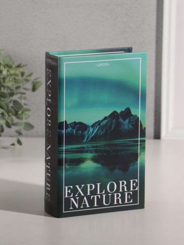 Сейф-книга дерево кожзам "Полярное сияние" 21х13х5 см