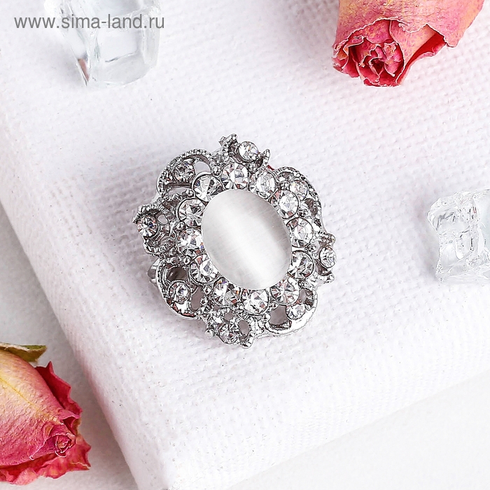 Брошь &laquo;Овал&raquo; царский, цвет белый в серебре