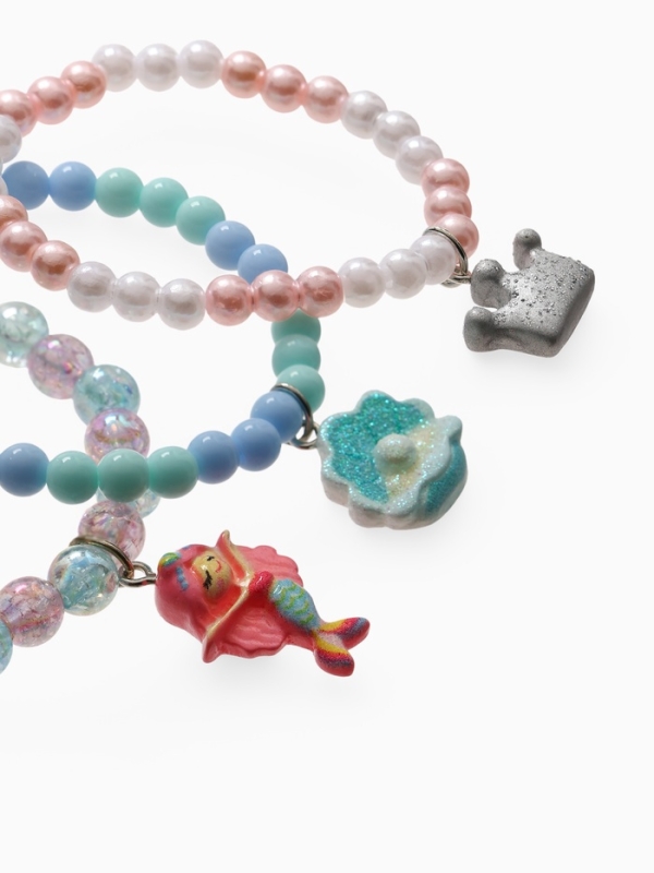 Браслет детский Браслет детский "Выбражулька" 3шт, сияние, русалка, корона, ракушка, цветной