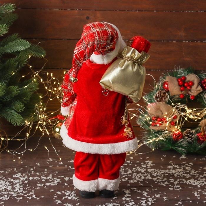 Дед Мороз Дед Мороз "С шариком и подарками" двигается, 45х22 см, красный