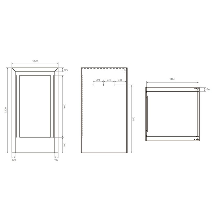 Примерочная 1200х1168х2200, Белый матовый Примерочная 1200х1168х2200, Белый матовый