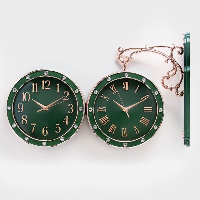 Часы настенные, на подвесе &laquo;Малахит&raquo;, плавный ход, 36&times;32 см, d-25 см, циферблат d-19 см