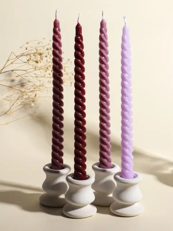 Набор свечей витых, 2х25 см, 4 шт, палитра бордового 25,5х8,8х2,4 см