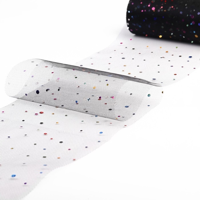 Фатин с разноцветными блёстками, 15 см, 11 &plusmn; 1 г/кв.м, 23 &plusmn; 1 м, цвет чёрный №40