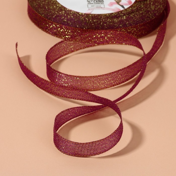 Лента парчовая, 10 мм, 23 &plusmn; 1 м, цвет сливовый №012