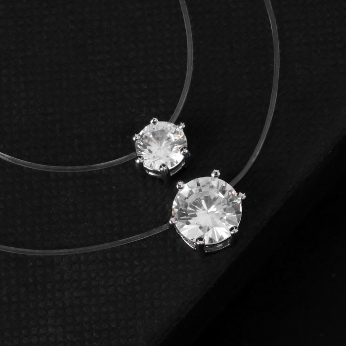 Кулон &laquo;На леске&raquo; двойной куб, цвет белый в серебре, 40 см