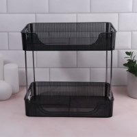 Органайзер для хранения, с ручками, 2 секции, 31 &times; 20 &times; 29 см, цвет чёрный/серебристый