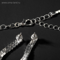 Набор 2 предмета: серьги, колье &laquo;Листопад&raquo; тонкий ромб, цвет чёрно-белый в серебре, 45см