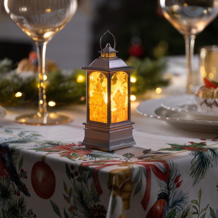 Светодиодная фигура &laquo;Серебристый фонарь с медвежонком&raquo; 5 &times; 12 &times; 5 см, пластик, батарейки AG13х3 (в комплекте), свечение тёплое белое