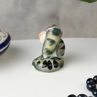 Новый год. Сувенир символ года "Змея с яблоком", гжель, цвет, 5.5х4 см