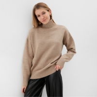 Джемпер вязаный женский MINAKU: Knitwear collection цвет бежевый, р-р 46-48 Джемпер вязаный женский MINAKU: Knitwear collection цвет бежевый, р-р 46-48