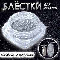 Блёстки для декора ногтей, светоотражающие, мелкие, цвет серебристый Блёстки для декора ногтей, светоотражающие, мелкие, цвет серебристый