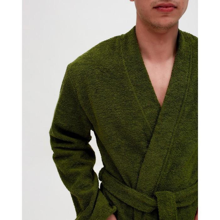 Халат махровый Экономь и Я, мужской размер 52-54 цвет хаки, 100% хлопок с AIRO, 320 г/м2 Халат махровый Экономь и Я, мужской размер 52-54 цвет хаки, 100% хлопок с AIRO, 320 г/м2