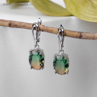 Серьги со стразами &laquo;Иллюзион&raquo; овал объёмный, цвет коричнево-зелёный в серебре