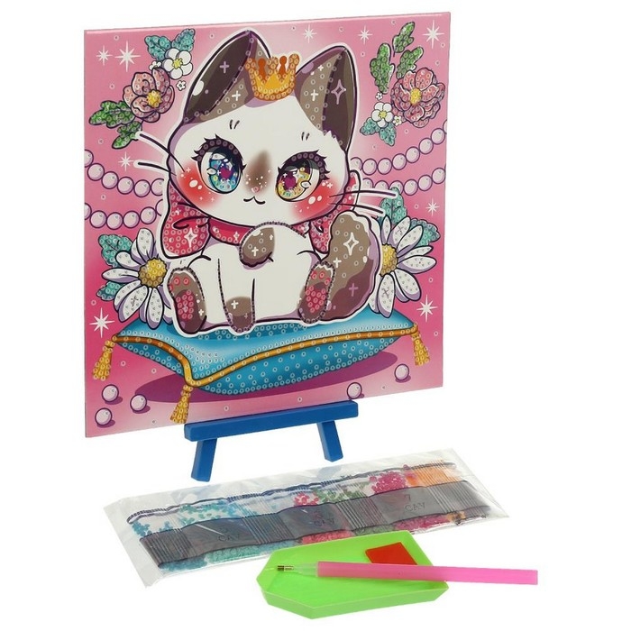 Набор для детского творчества, алмазная мозаика &laquo;Милая киска&raquo;, 20 &times; 20 см