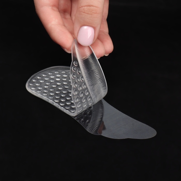 Полустельки для обуви, с супинатором, массажные, на клеевой основе, силиконовые, 12 &times; 6 см, пара, цвет прозрачный