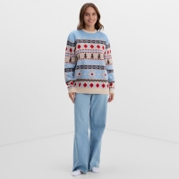 Новый год. Джемпер вязаный KAFTAN Scandinavia размер 50, голубой Новый год. Джемпер вязаный KAFTAN Scandinavia размер 50, голубой