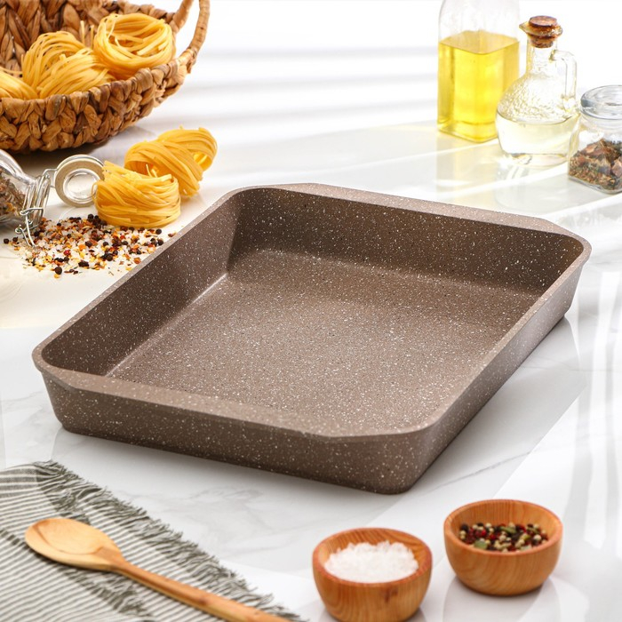 Противень &laquo;Гранит Brown&raquo;, 30&times;40 см, h=5,5 см, антипригарное покрытие, цвет коричневый
