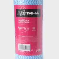 Салфетки для уборки Доляна, рулон, многоразовые, безворсовые, 100 шт, 20&times;20 см, цвет голубой