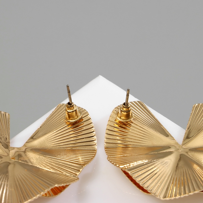 Серьги металл &laquo;Абстракция&raquo; двойной цветок, цвет золото