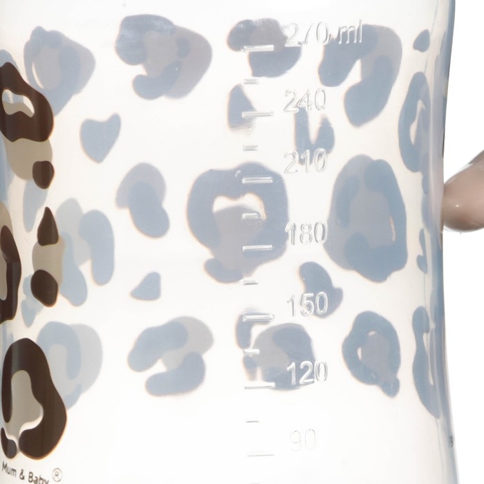 Бутылочка для кормления, широкое горло, средний поток от 3 мес., 270 мл., &laquo;Леопард&raquo;, M&B