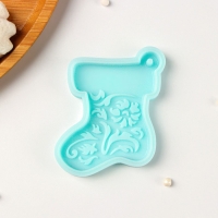 Силиконовый молд &laquo;Новогодний носок&raquo;, 7&times;6&times;0,8 см, цвет бирюзовый