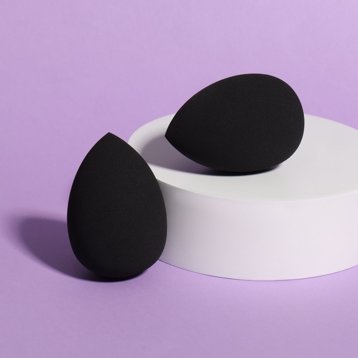 Спонжи для макияжа, набор - 2 шт, 6 &times; 4 см, увеличиваются при намокании, цвет чёрный