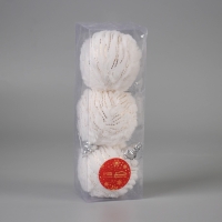 Набор шаров пластик d-8 см, 3 шт "Нежность" полосы, белый Набор шаров пластик d-8 см, 3 шт "Нежность" полосы, белый