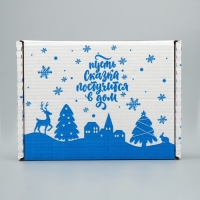Коробка новогодняя складная &laquo;Снежный город&raquo;, белый, 27 х 21 х 9 см, Новый год