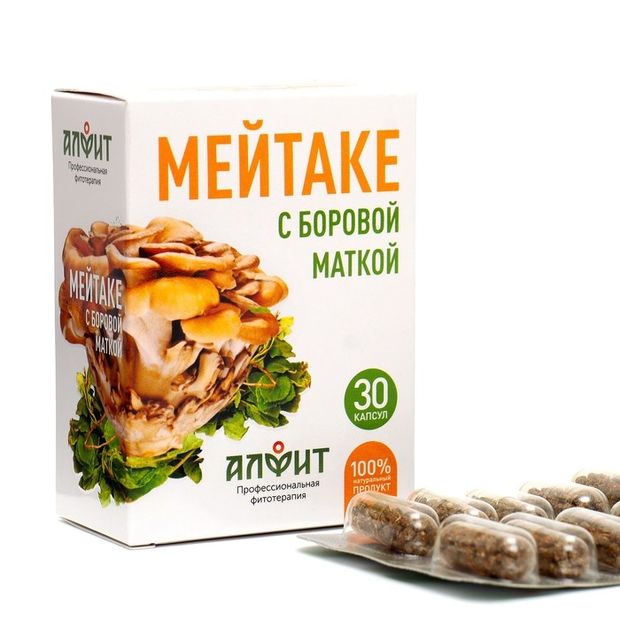 Концентрат на растительном сырье Мейтаке с боровой маткой, 30 капсул по 500 мг Концентрат на растительном сырье Мейтаке с боровой маткой, 30 капсул по 500 мг