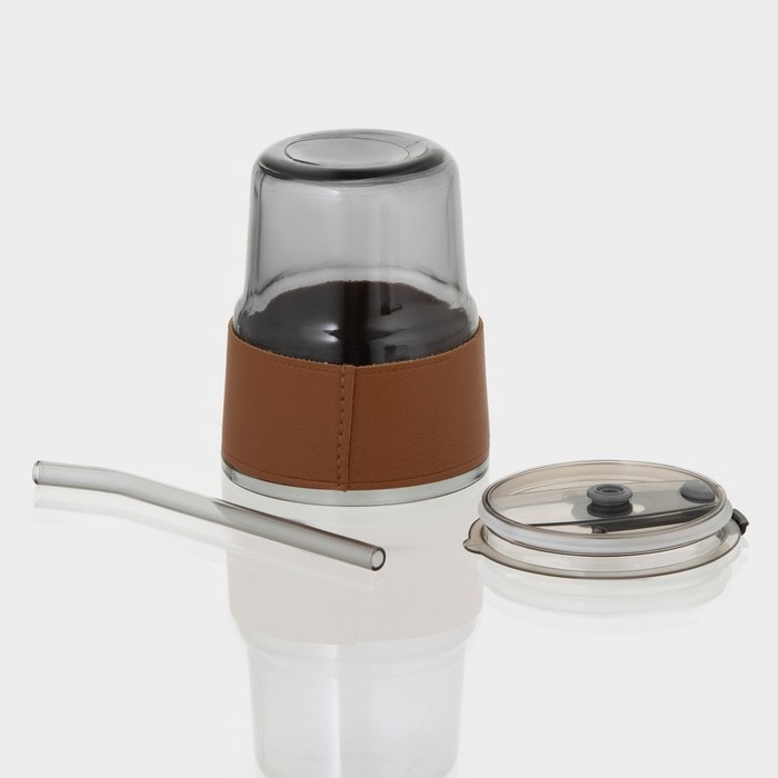 Стакан стеклянный с крышкой и трубочкой &laquo;Вида&raquo;, 350 мл, цвет МИКС