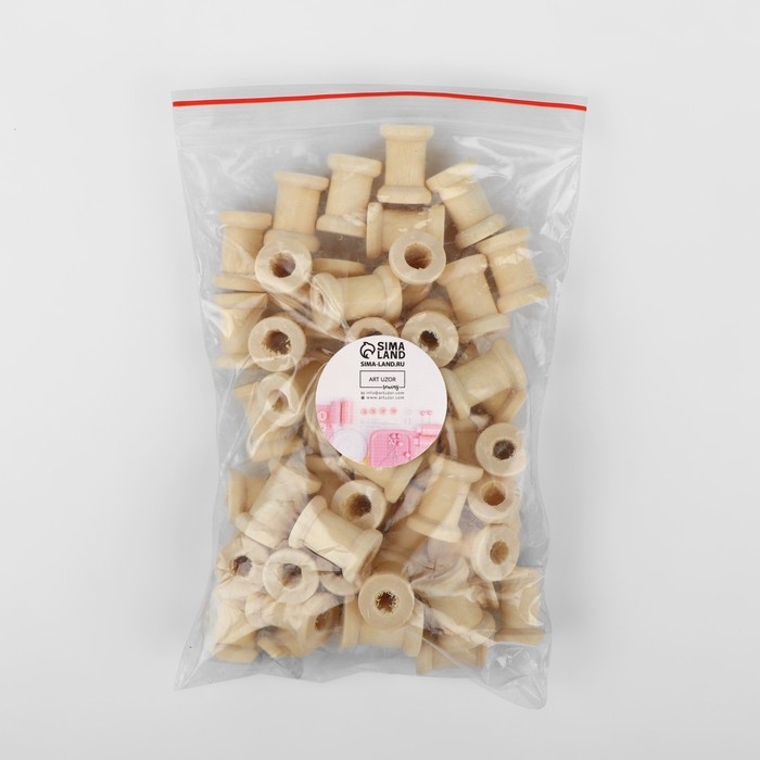 Набор деревянных катушек без покрытия, 50 шт, d = 1,3 &times; 1,9 см