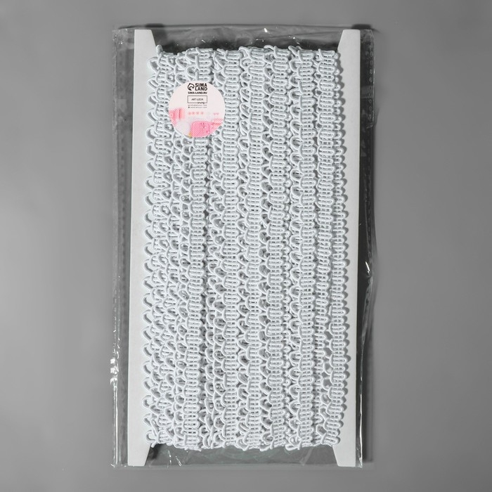 Тесьма декоративная &laquo;Петля&raquo;, 12 мм, 10 &plusmn; 1 м, цвет белый