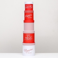 Набор шляпных коробок 5 в 1 "Подарок под Ёлку", 20 х 20- 15 х 15 см