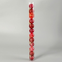 Набор шаров пластик d-4 см, 12 шт "Мелодия" узор глянец, красный Набор шаров пластик d-4 см, 12 шт "Мелодия" узор глянец, красный