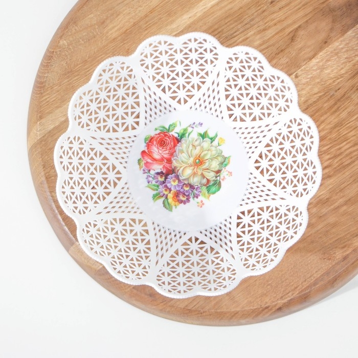 Ваза для хлеба и фруктов &laquo;Кубань. Сердце&raquo;, 18&times;4.5 см, белый, рисунок МИКС