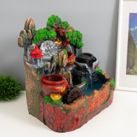 Фонтан настольный полистоун от сети свет "Водяная мельница и пагода" 30х19х31 см