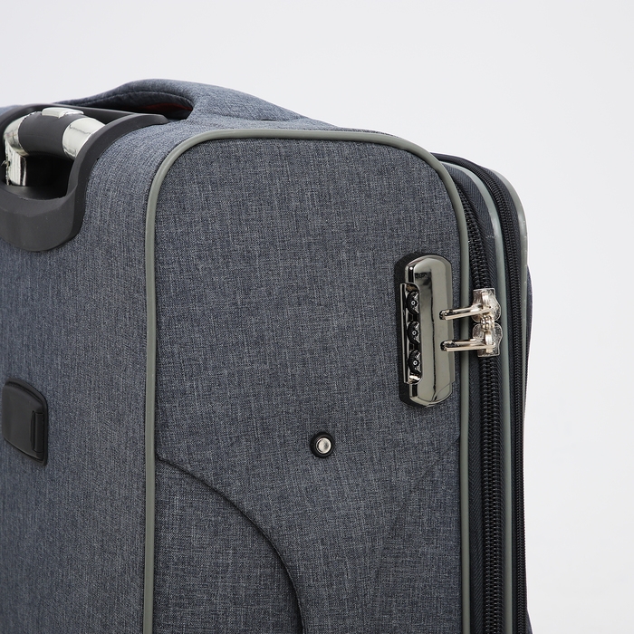 Чемодан средний 52 л (M), отдел на молнии, кодовый замок, с расширением, цвет серый