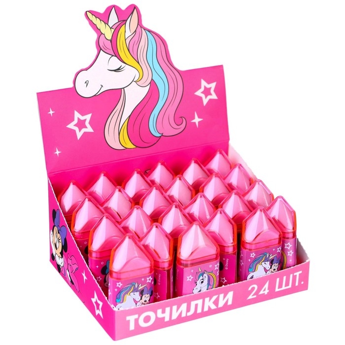 Точилка с ластиком, пластиковая, Минни Маус и Единорог Точилка с ластиком, пластиковая, Минни Маус и Единорог