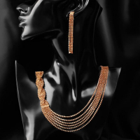 Набор 2 предмета: серьги, колье «Лёд» косичка, цвет золото, 80 см Набор 2 предмета: серьги, колье «Лёд» косичка, цвет золото, 80 см